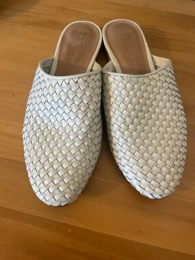Madewell Cream Woven Slip-On Mules